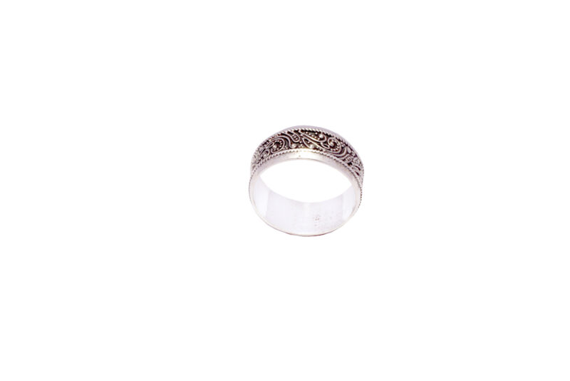 925 Sterling Silver Antique Floral Band – Royal Heritage in Every Detail - Image 2