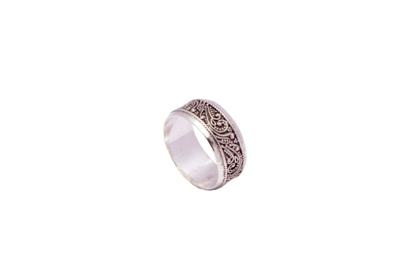 925 Sterling Silver Antique Floral Band – Royal Heritage in Every Detail
