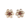 Floral Bloom Silver Stud Earrings with Red Stone – 92.5 Sterling Elegance