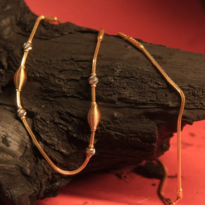 22kt Yellow & White Gold Designer Bead Chain
