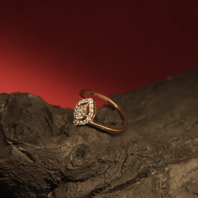 Teardrop Halo Diamond Ring in Yellow Gold - Image 2