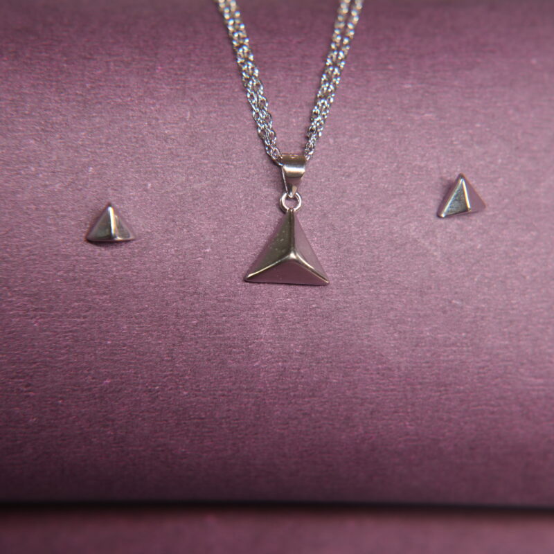 Minimalist Geometric Sterling Silver Pyramid Pendant – Sleek Triangle Design (Chain Not Included) - Image 3
