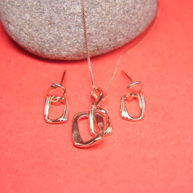 Modern Abstract Sterling Silver Pendant – Geometric Double Loop Design (Chain Not Included)