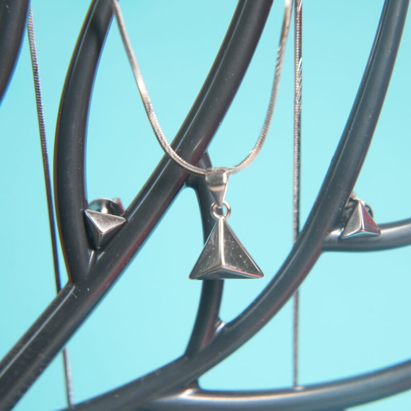 Minimalist Geometric Sterling Silver Pyramid Pendant – Sleek Triangle Design (Chain Not Included) - Image 2