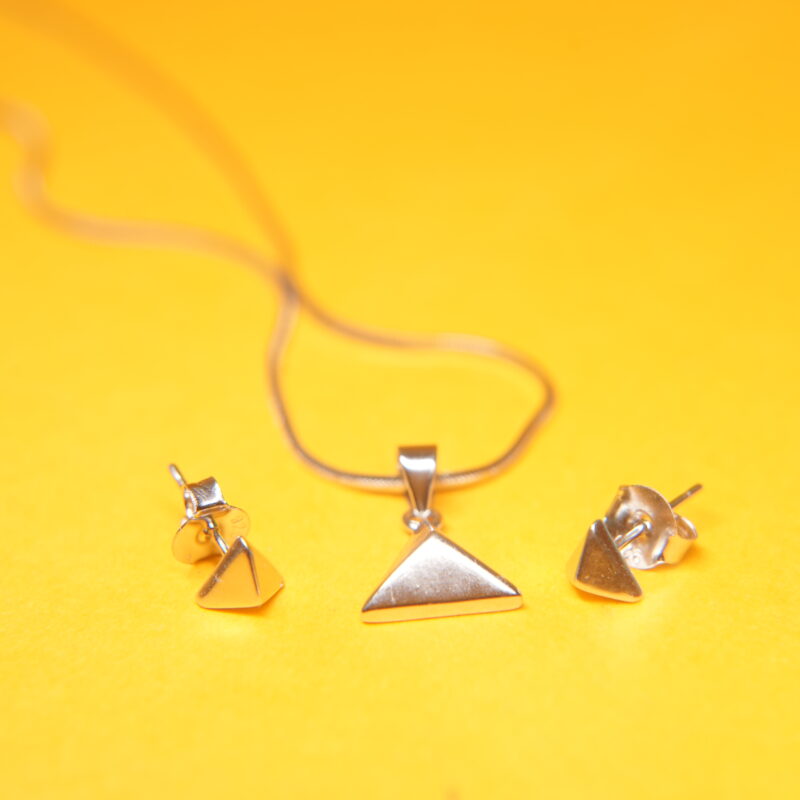 Minimalist Geometric Sterling Silver Pyramid Pendant – Sleek Triangle Design (Chain Not Included)