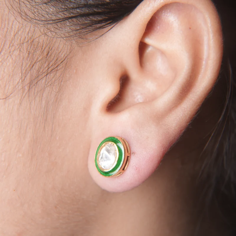 Elegant Oval Kundan Studs - Image 10