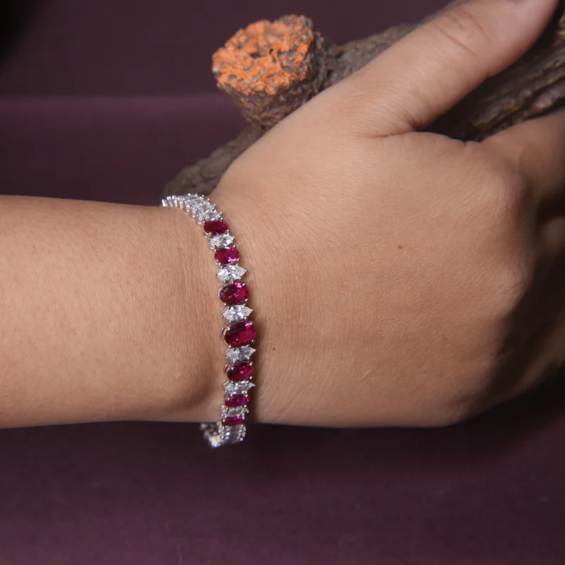 Radiant Ruby Tennis Bracelet – 925 Sterling Silver with CZ Sparkle - Image 3