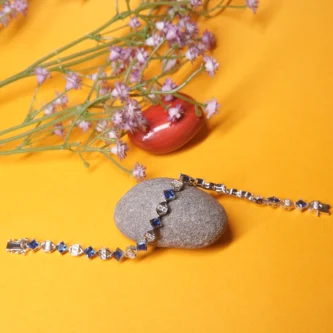 Ocean Sapphire Silver Bracelet – 925 Sterling Elegance with Blue CZ Stones