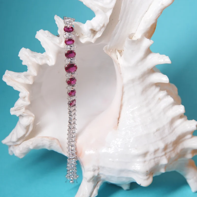 Radiant Ruby Tennis Bracelet – 925 Sterling Silver with CZ Sparkle - Image 2