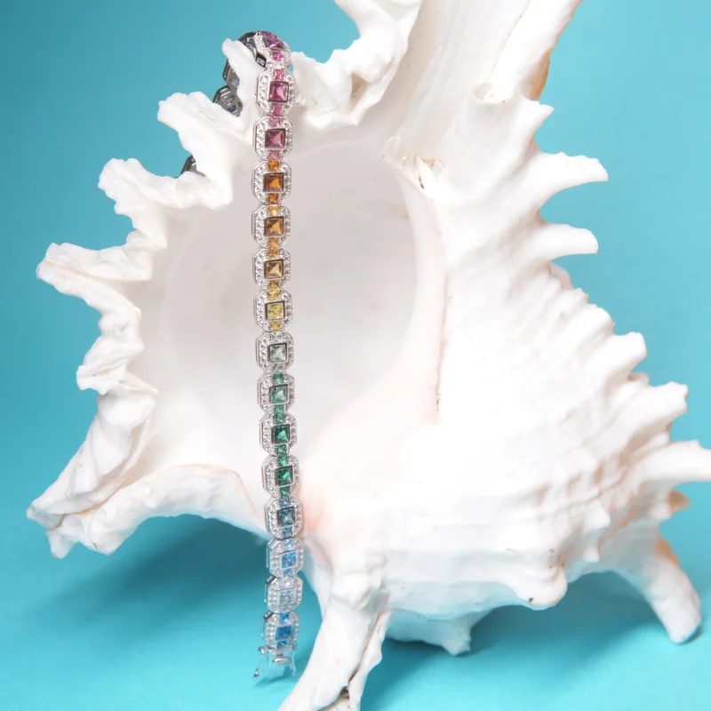 A Symphony of Color: The Rainbow Sapphire & Stone Silver Bracelet