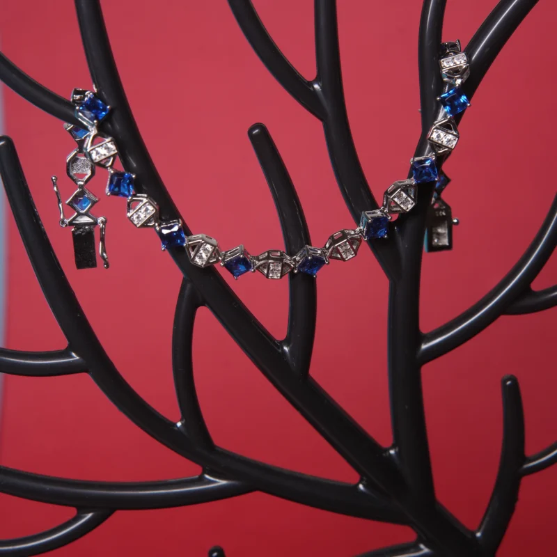 Ocean Sapphire Silver Bracelet – 925 Sterling Elegance with Blue CZ Stones - Image 4