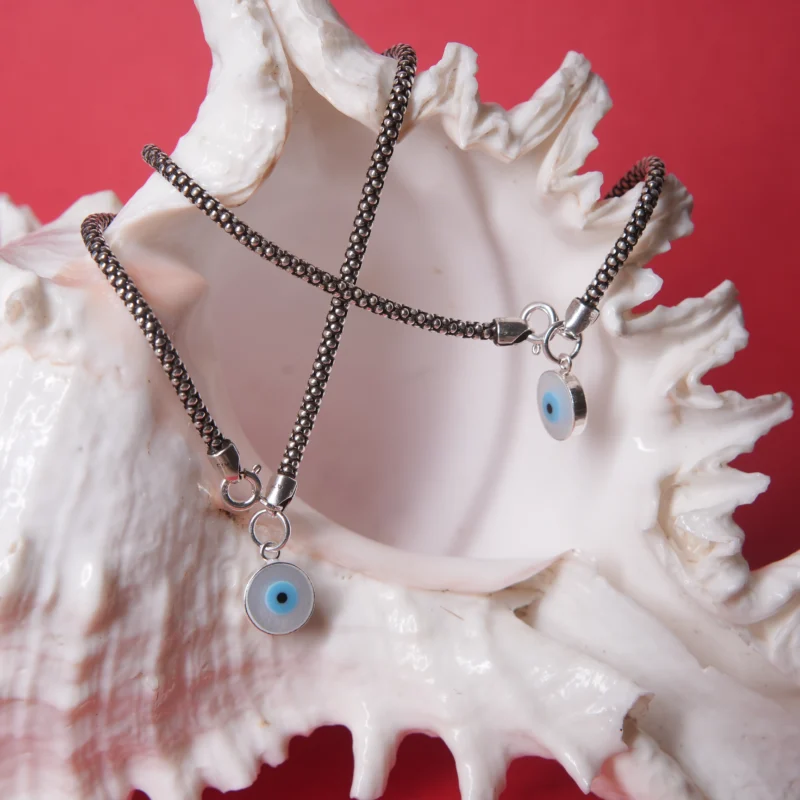 925 Sterling Silver Evil Eye Payal – Minimal & Protective - Image 2
