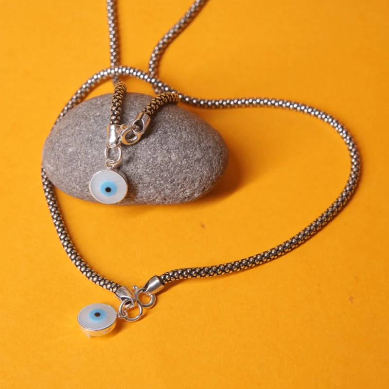 925 Sterling Silver Evil Eye Payal – Minimal & Protective