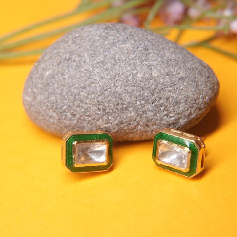Elegant Oval Kundan Studs