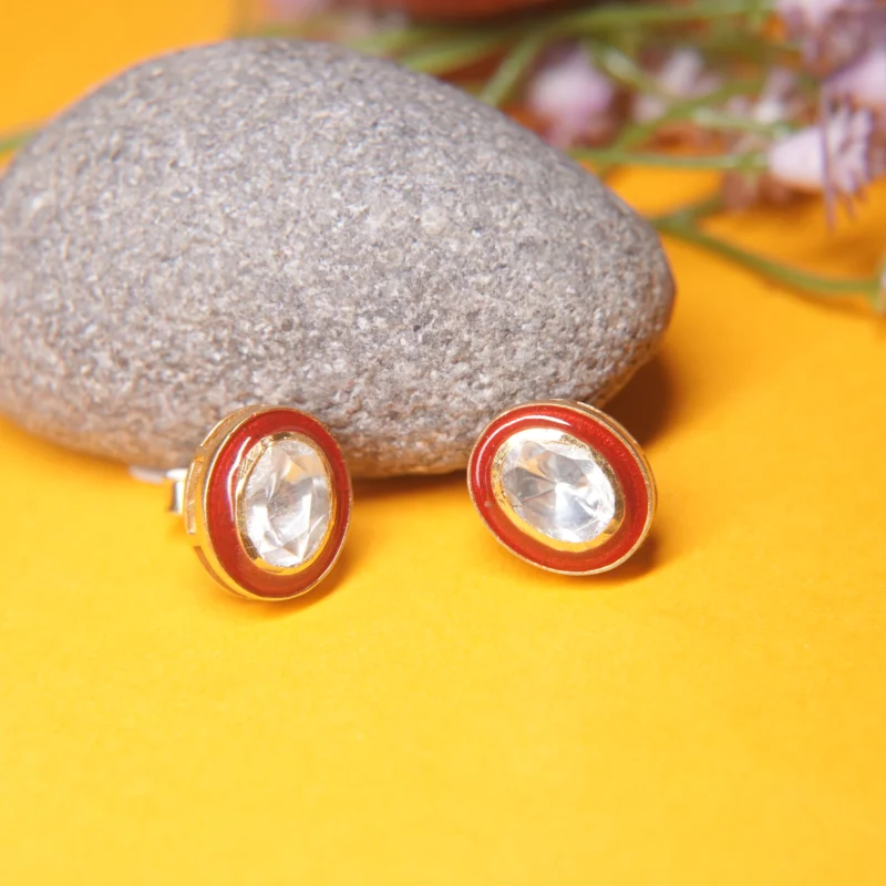 Elegant Oval Kundan Studs - Image 8