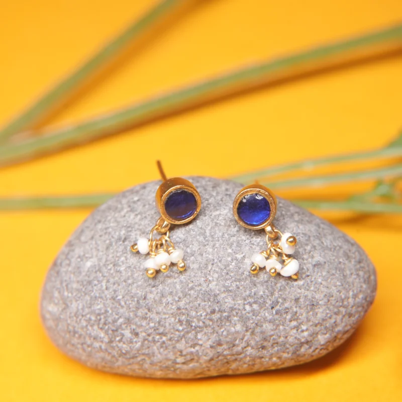 Minimalist Kundan 925 Silver Earrings - Image 10