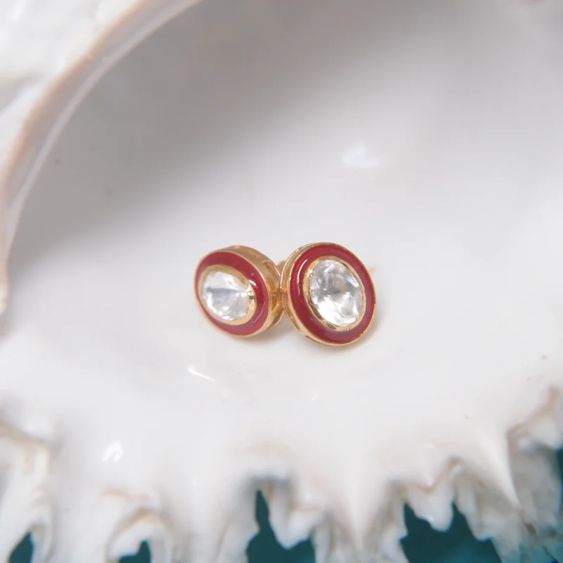 Elegant Oval Kundan Studs - Image 3