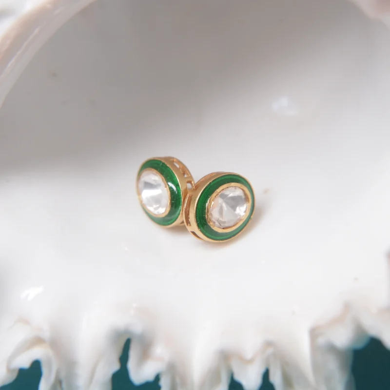 Elegant Oval Kundan Studs - Image 9
