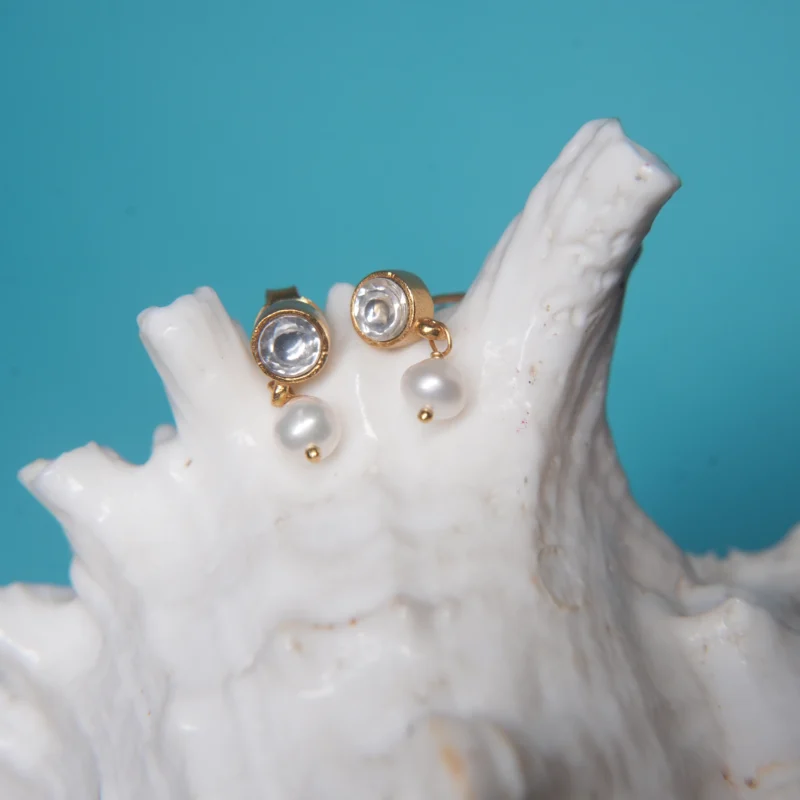 Minimalist Kundan 925 Silver Earrings - Image 7