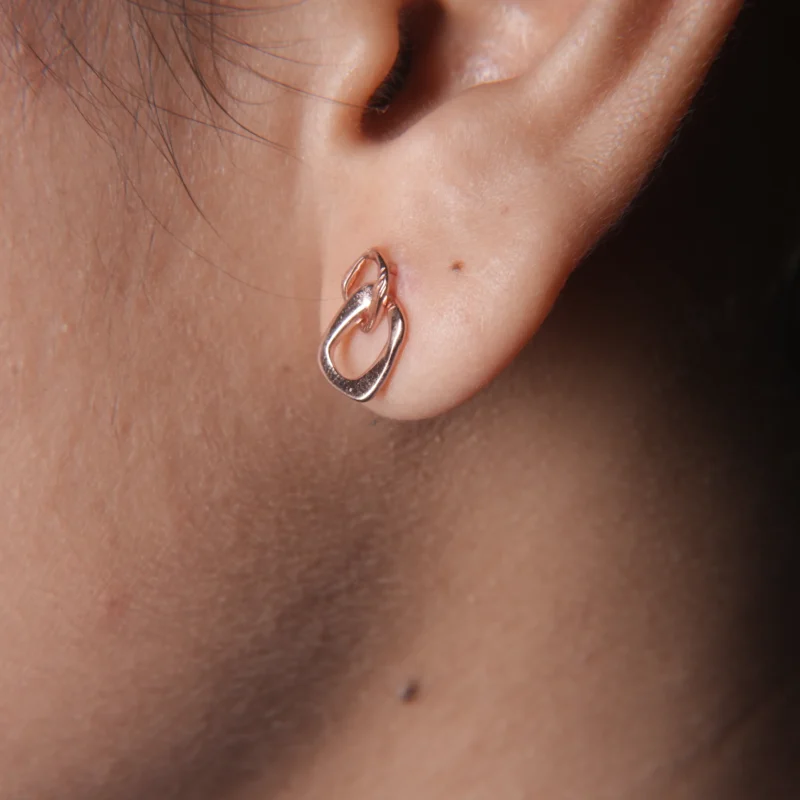Modern Abstract Sterling Silver Pendant – Geometric Double Loop Design (Chain Not Included) - Image 4
