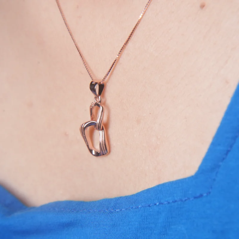 Modern Abstract Sterling Silver Pendant – Geometric Double Loop Design (Chain Not Included) - Image 3