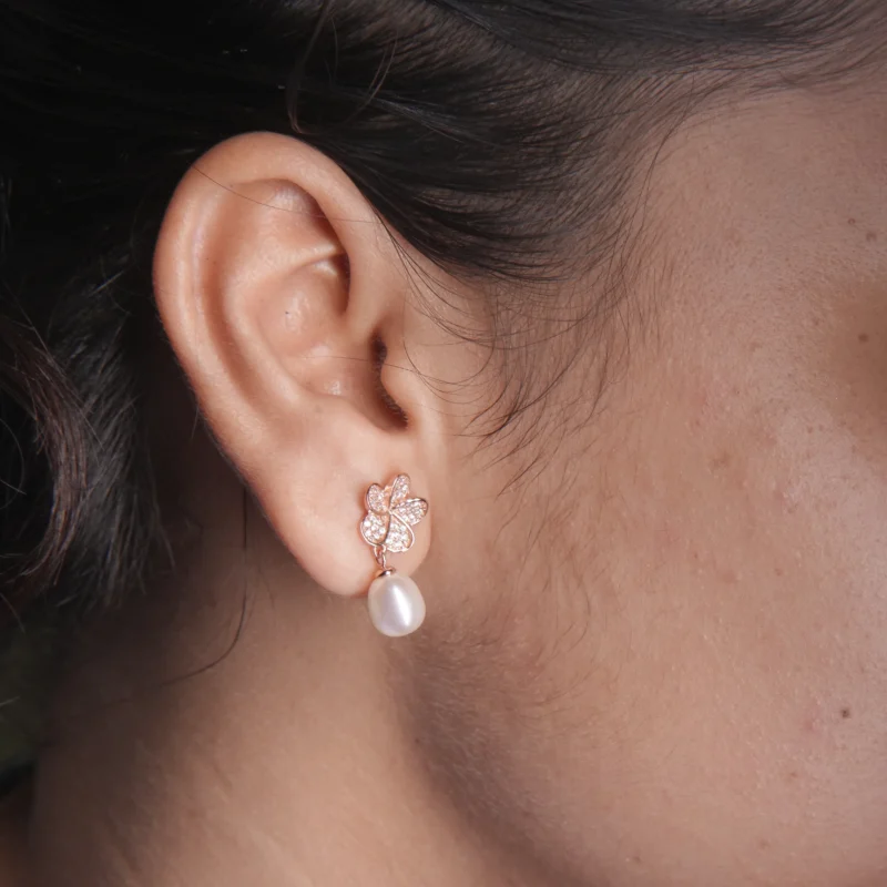 Elegant Sterling Silver Floral Pendant with Freshwater Pearl Drop - Image 4