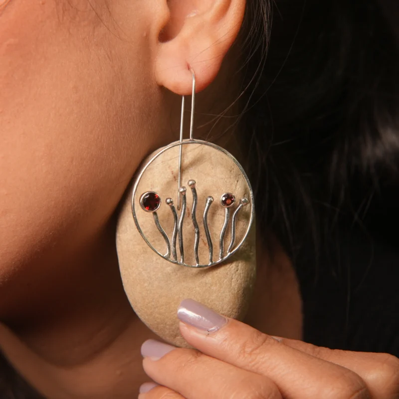 925 Sterling Silver Earrings with Intricate Detailing & Oxidized Finish - Image 3