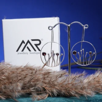 925 Sterling Silver Earrings with Intricate Detailing & Oxidized Finish