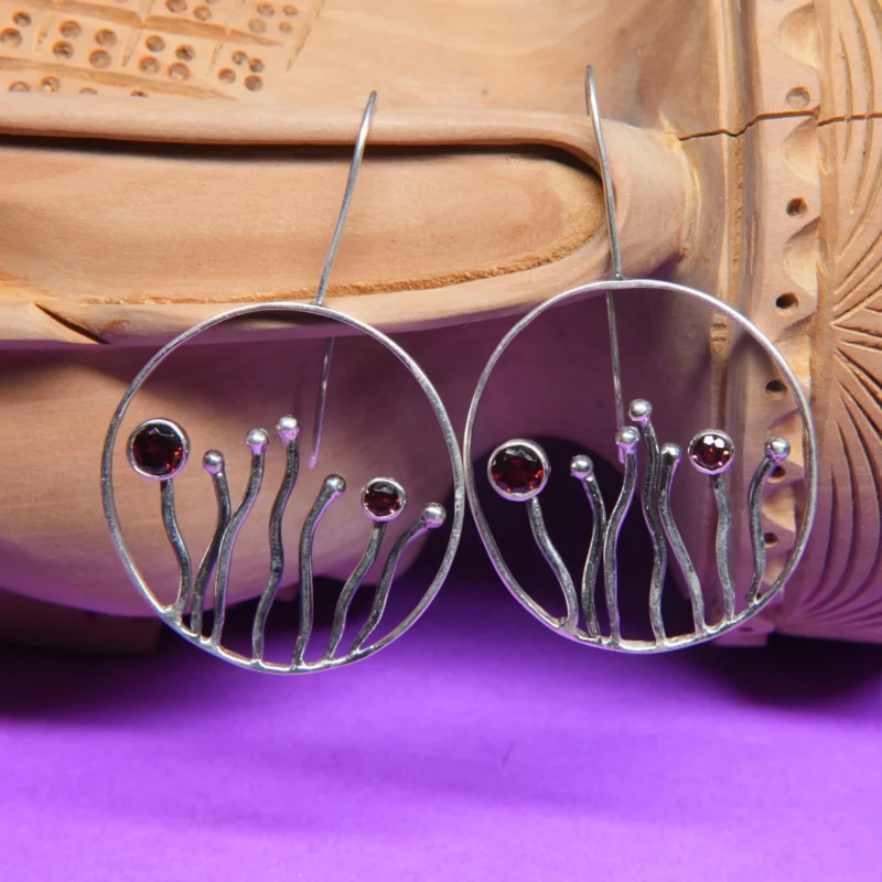 925 Sterling Silver Earrings with Intricate Detailing & Oxidized Finish - Image 2