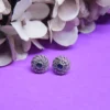 925 Sterling Silver Round Earrings with Blue Sapphire Stone