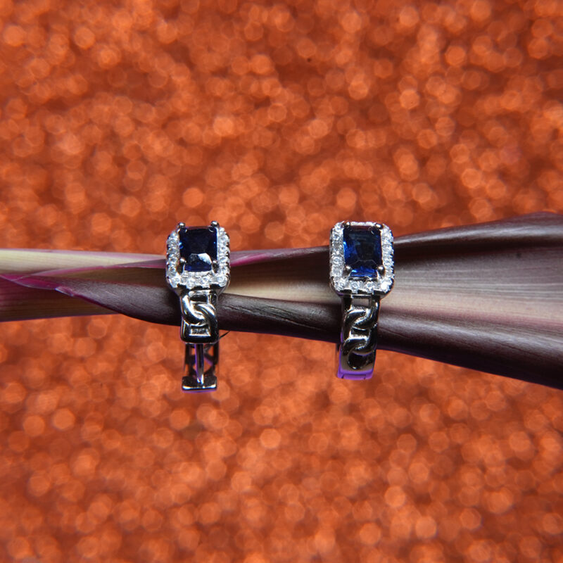 Elegant 925 Sterling Silver Bali Earrings with Blue Sapphire-Colored Zircon – Classic Glamour Redefined-**--+ - Image 2