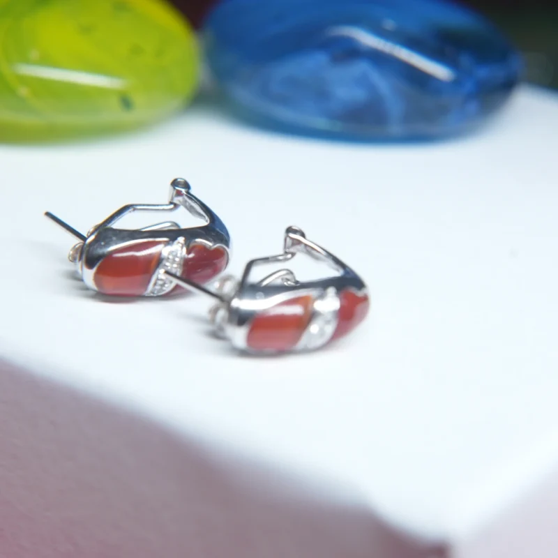 925 Sterling Silver Red Enamel Bali with CZ Accent – Minimal & Elegant Design - Image 2