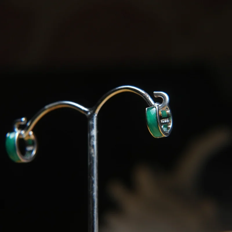💚 Emerald Curve 925 Silver Bali Earrings