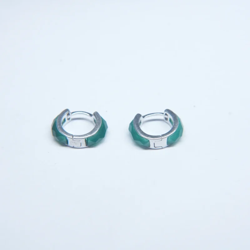 💚 Emerald Curve 925 Silver Bali Earrings - Image 3