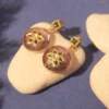 Floral Royalty 925 Silver Earrings with Amethyst & Green Stone Inlay