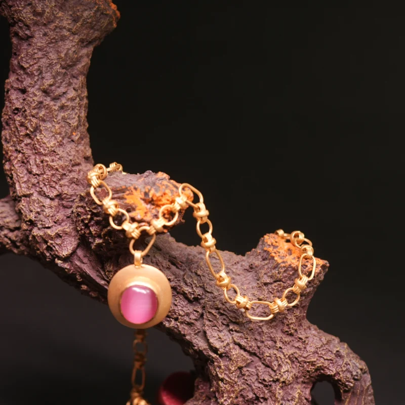 Classic 22kt Gold Pendant Set with Pink Stone – Elegant and Timeless - Image 2