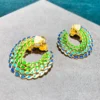 925 Silver Peacock Motif Earrings – Enamel Blue & Green Finish