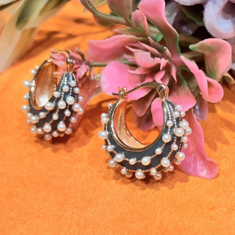 Elegant Silver Bali with Pearl Beads – Traditional & Stylish Hoop Earrings