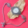 Antique Silver Designer Watch with Intricate Floral Detailing
