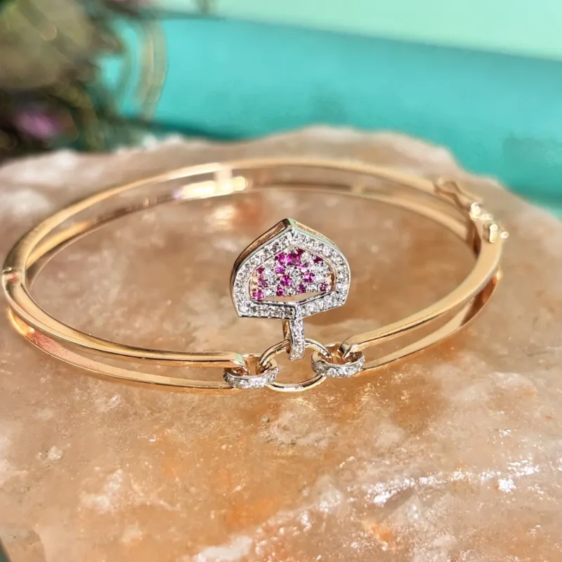 Rose Gold Diamond Bracelet with Ruby Accents - Image 2