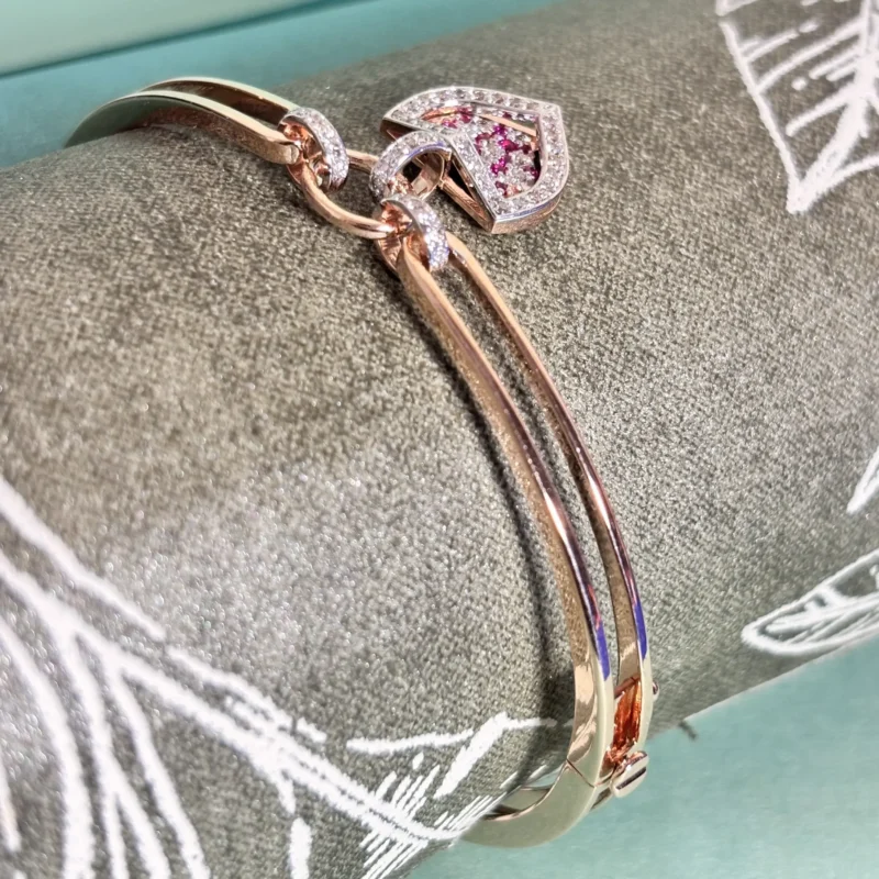 Rose Gold Diamond Bracelet with Ruby Accents - Image 3