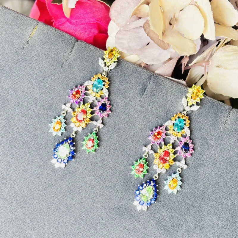 ✨ Elegant Multi-Coloured Stone Silver Earrings ✨
