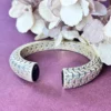 Elegant Oxidized Silver Cuff Bracelet with Intricate Carving