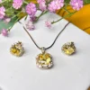 Silver Pendant Set with Yellow Stone & Zircon Accents