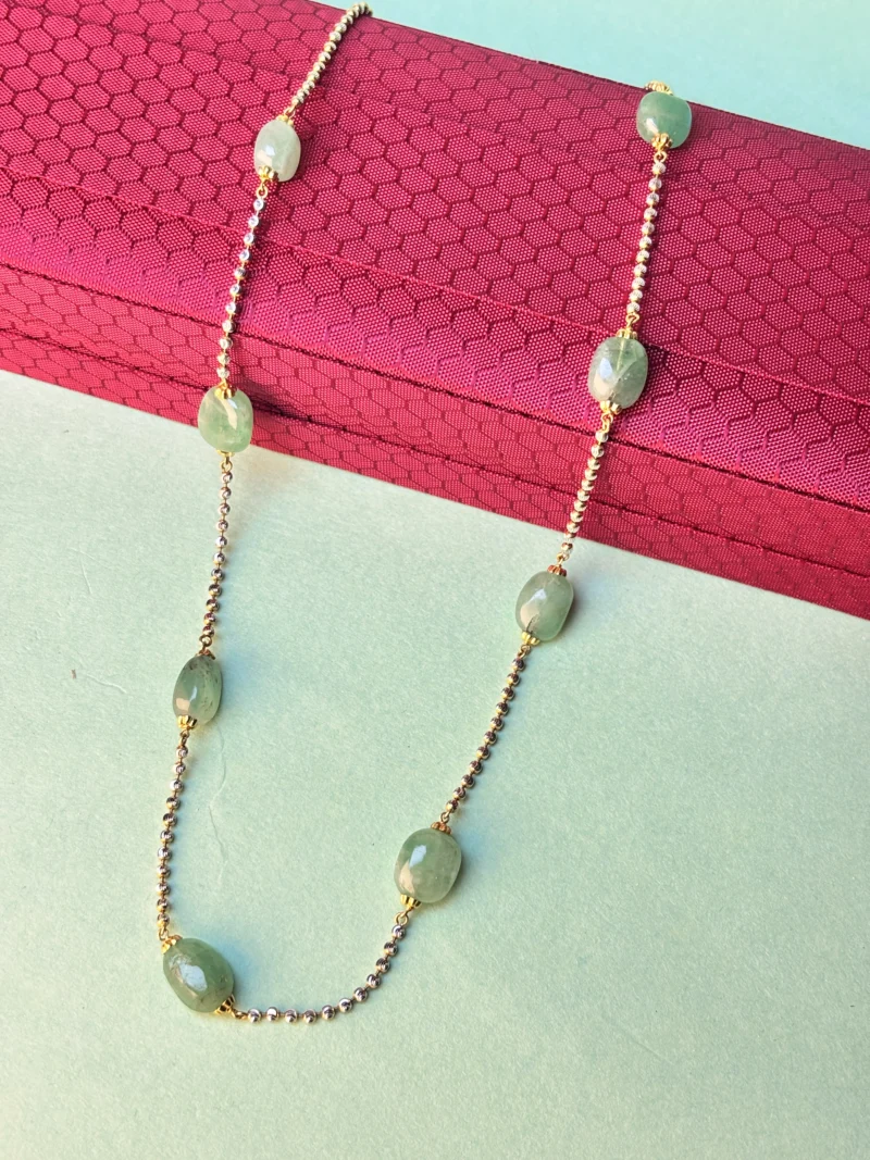 Elegant 22kt Gold Chain with Green Aventurine Beads – Timeless Luxury - Image 3