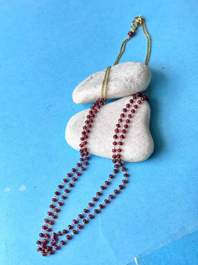 22kt Gold Chain with Red Bead Double Layer – Graceful & Timeless Elegance - Image 2