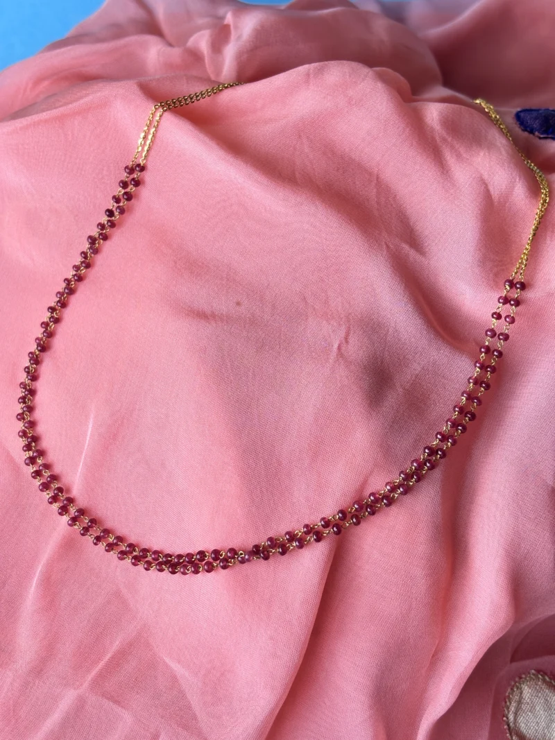 22kt Gold Chain with Red Bead Double Layer – Graceful & Timeless Elegance - Image 3