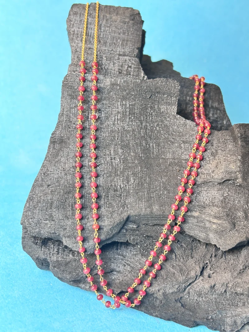 22kt Gold Chain with Red Bead Double Layer – Graceful & Timeless Elegance - Image 4