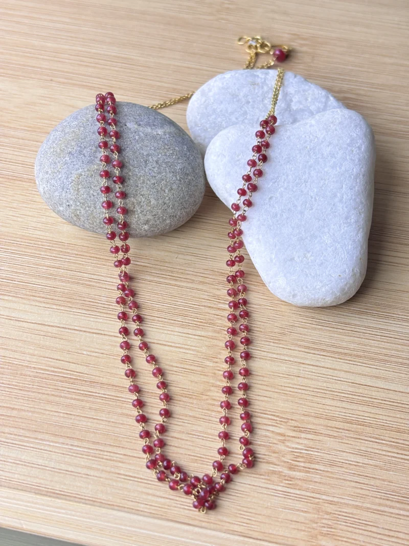 22kt Gold Chain with Red Bead Double Layer – Graceful & Timeless Elegance