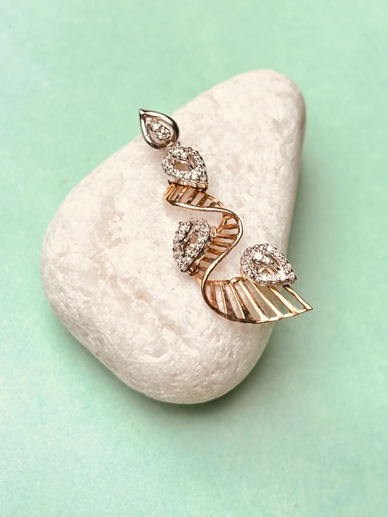 Elegant Rose Gold & Diamond Pendant Set - Image 3